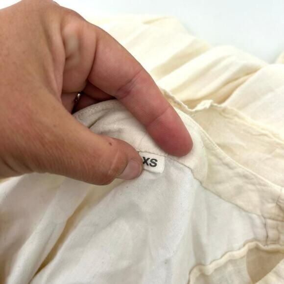 World Of Crow Boxy Sleeve Summer Dress Cotton Cottagecore Boho Cream XS Prairie - Picture 8 of 11